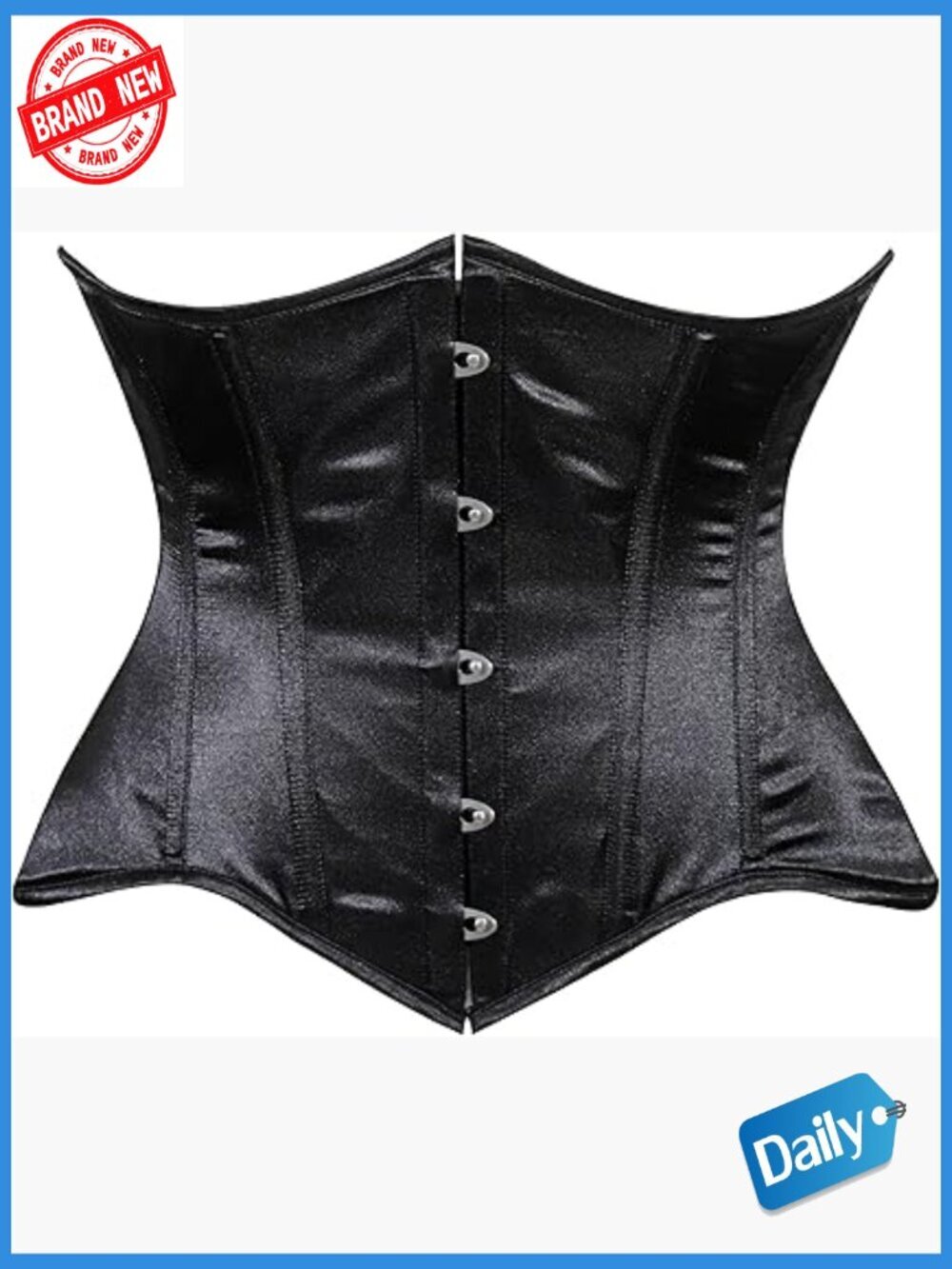 Satin Underbust Corset Waist Cincher Top Plus Size Steel Boned